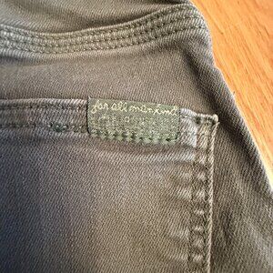 7 For All Mankind Braided High-Waist Slim Bootcut Jeans Olive Green Size 24